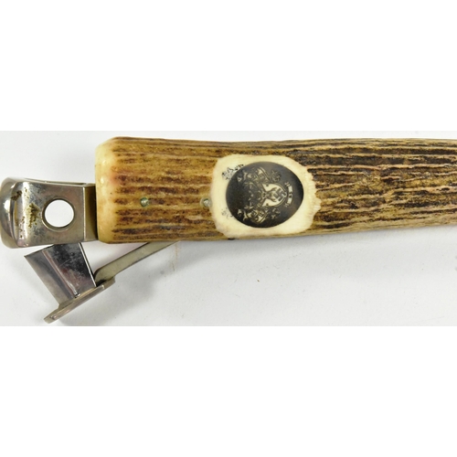 128 - A WWII Second World War Third Reich Nazi German Hunting Club cigar cutter. Stag horn construction im... 