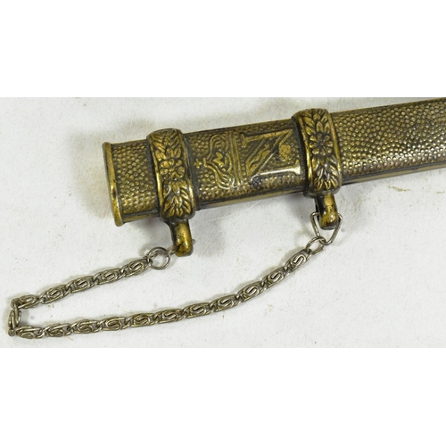 129 - A reproduction 19th Century style Napoleonic French Naval dirk. Brass hilt with floral motifs and Fr... 