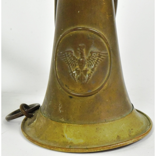 143 - A WWI First World War Imperial German / Prussian Army Infantry Officers bugle with an embossed natio... 