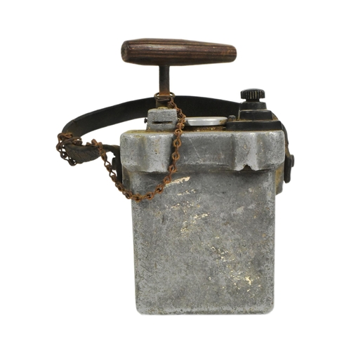 146 - A WWII Second World War Austrian made explosive detonator blasting box with leather carry handle. Me... 