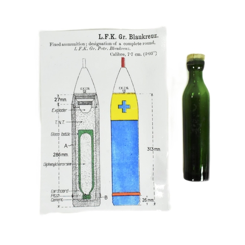 151 - A WWI First World War Imperial German Empire ' Clark D ' gas bottle along with two laminated sheets ... 