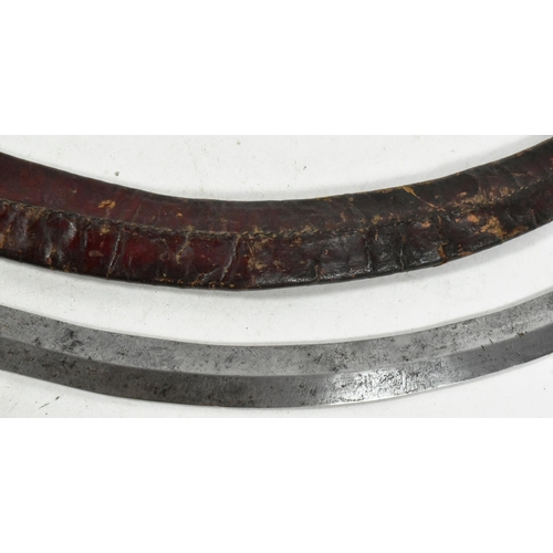 160 - A late 18th Century East African native Ethiopian Shotel sword. Large sickle shaped blade with a cen... 