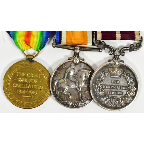 166 - A WWI First World War medal pair awarded to one S4-173842 Sjt W. F Rowlands of the Army Service Corp... 