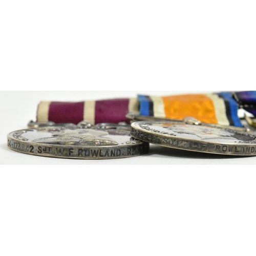 166 - A WWI First World War medal pair awarded to one S4-173842 Sjt W. F Rowlands of the Army Service Corp... 