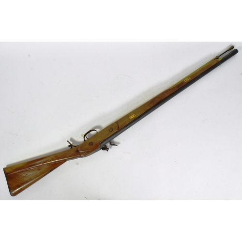 171 - A 19th Century flintlock musket rifle. The barrel marked with a crowned BP for Birmingham proof test... 