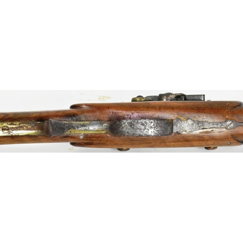 171 - A 19th Century flintlock musket rifle. The barrel marked with a crowned BP for Birmingham proof test... 