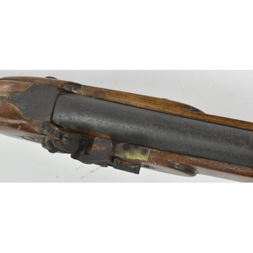 171 - A 19th Century flintlock musket rifle. The barrel marked with a crowned BP for Birmingham proof test... 