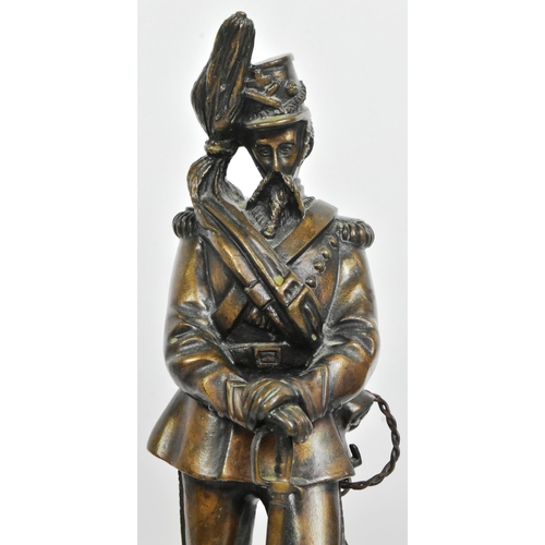 176 - A vintage circa 1970s bronze military figurine statue appearing to depict and American Civil war sol... 