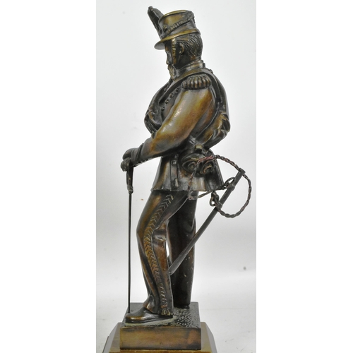 176 - A vintage circa 1970s bronze military figurine statue appearing to depict and American Civil war sol... 