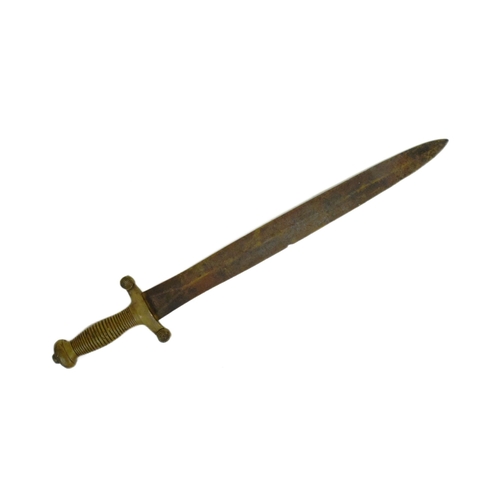 179 - A 19th Century 1831 pattern French Artillery short sword. Gladius type sword with a brass ribbed hil... 