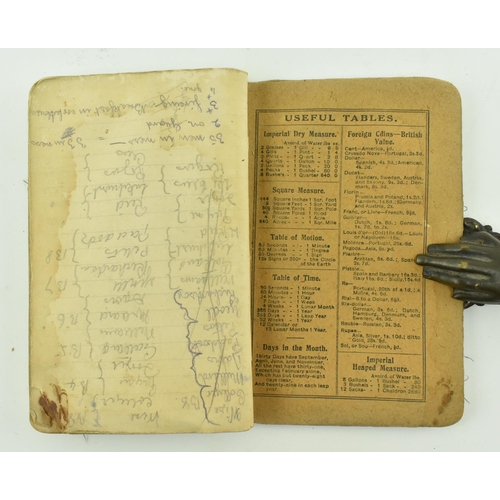 18 - A First World War soldier's manuscript pocket book diary. The diary with writings at each end and ne... 