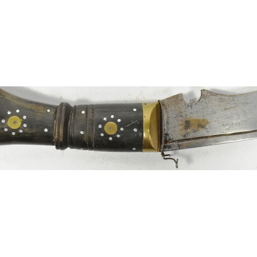 181 - Two vintage Nepalese / Gurkha style kukri knife daggers. Typical form with bone and horn hilts inlai... 