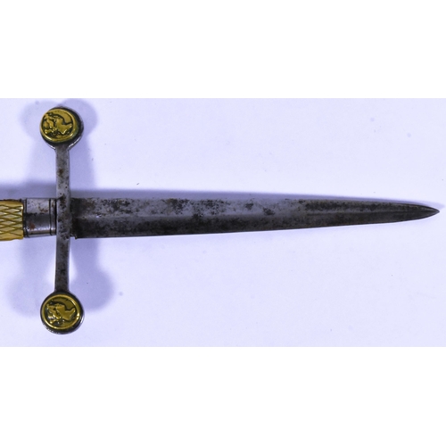 185 - A 19th Century French or Italian romantic stiletto dagger in a neoclassical style. Mother of pearl c... 