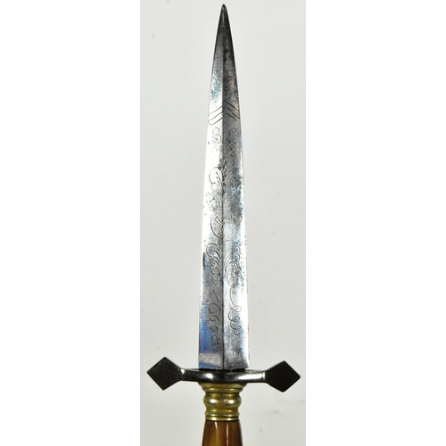 195 - A 19th Century Victorian ladies romantic stiletto dagger / garter knife with a polished rhino horn h... 