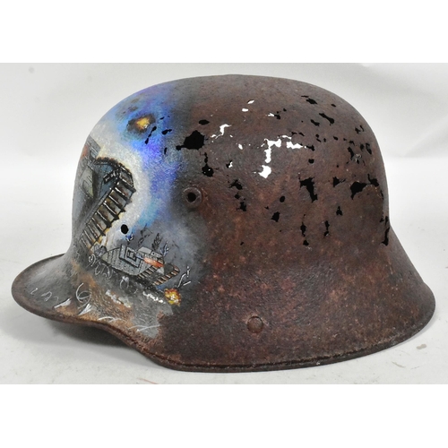 199 - A WWI First World War Imperial German / Prussian Army M16 steel combat Stahlhelm helmet battlefield ... 