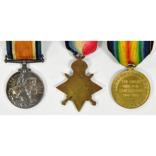 204 - A WWI First World War medal trio awarded to one GS18704 Pte E. Somers of the Royal Fusiliers. Medals... 