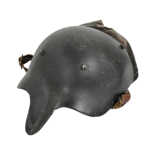 210 - A WWI First World War French Garde plate with replacement leather chin strap. Skull cap-style helmet... 