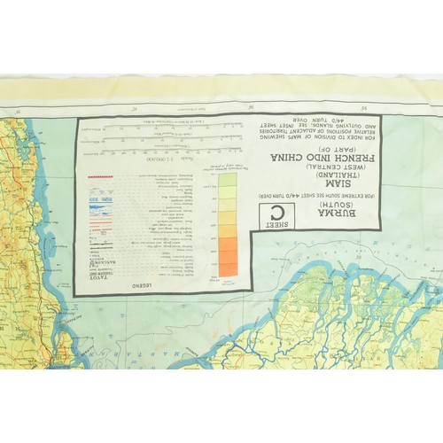 214 - A WWII Second World War related silk ' escape ' map of Burma / Thailand French Indo China. Double si... 