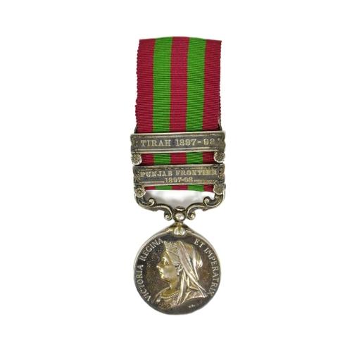 22 - A Victorian India Campaign medal with Tirah and Punjab Frontier clasps awarded to one Pte A Harde of... 