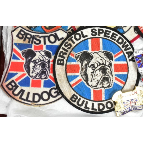 222 - Local interest - collection of vintage Bristol Speedway Bulldogs patches and badges to include Phil ... 