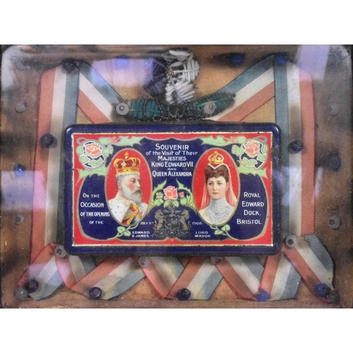 226 - Local Interet - an early 20th Century Edwardian souvenir tin  commemorating the visit of their Majes... 