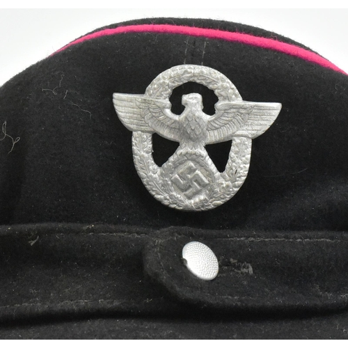 232 - A WWII Second World War Third Reich Nazi German Fireman Officers M43 cap. Blue wool construction wit... 