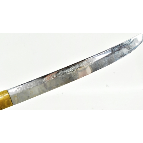 273 - A 20th Century vintage Japanese Samurai Tanto knife / dagger. Rope bound celluloid grip with a brass... 