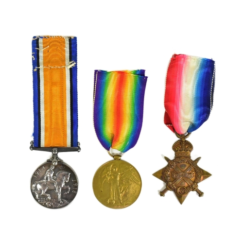 278 - A WWI First World War medal trio awarded to one 9838 Pte W. Broad of the Somerset Light Infantry. Me... 