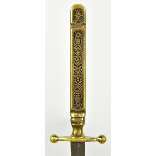 280 - An early 19th Century Napoleonic War era Georgian Naval Dirk. Brass hilt with etched scrollwork and ... 