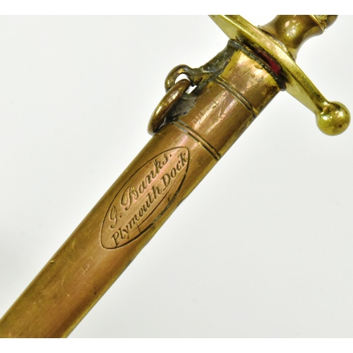 280 - An early 19th Century Napoleonic War era Georgian Naval Dirk. Brass hilt with etched scrollwork and ... 