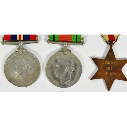 306 - A WWII Second World War medal group privately engraved to one 5730141 Sgt S. H Phipps comprising his... 