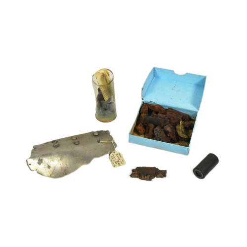 307 - A collection of WWII Second World War relic / fragments to include a German Third Reich Junkers aero... 