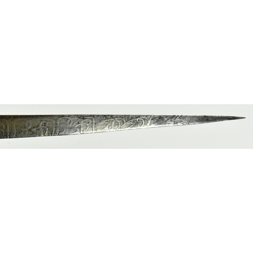 319 - A 19th Century Sudanese Mahdist dagger. Bone grip with circular stamps and a triangular section blad... 