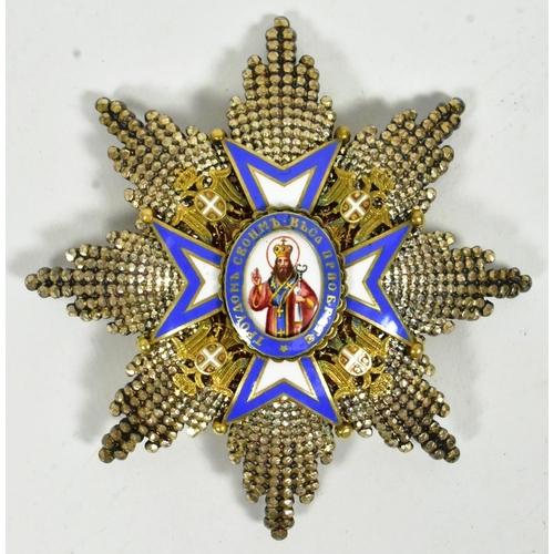 334 - World Orders & Decorations - Serbia - an early 20th Century Order of St Sava Grand Cross breast star... 