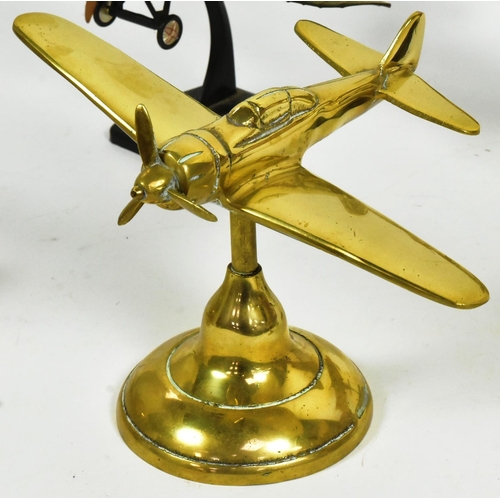 338 - A collection of WWI First World War interest plastic and brass aircraft models to include British So... 