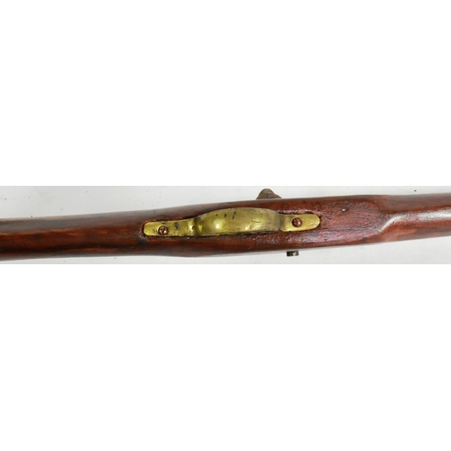 347 - A 19th Century percussion cap muzzle loading musket rifle. The lock plate engraved with scrolling mo... 