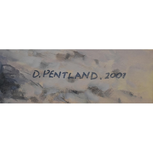 355 - David Pentland - an original oil on canvas painting titled ' Battle of 73 Easting Iraq ' by David Pe... 