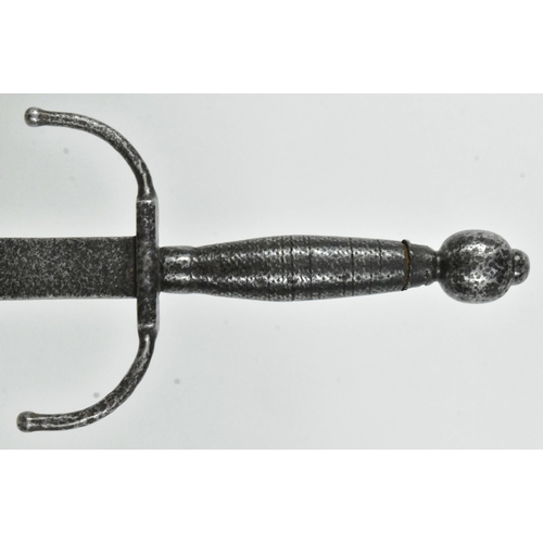 365 - A 17th Century left handed main-gauche parrying dagger with a globular pommel and finial, wire bound... 