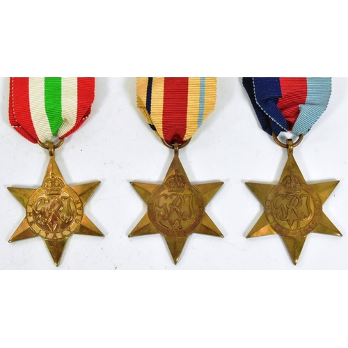 387 - A WWII Second World War medal group comprising; British War medal, Defence medal, Italy Star, 1939-4... 