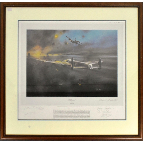 397 - Robert Taylor (b.1946) - a Robert Taylor colour print titled 'The Dambusters' depicting a war scene ... 