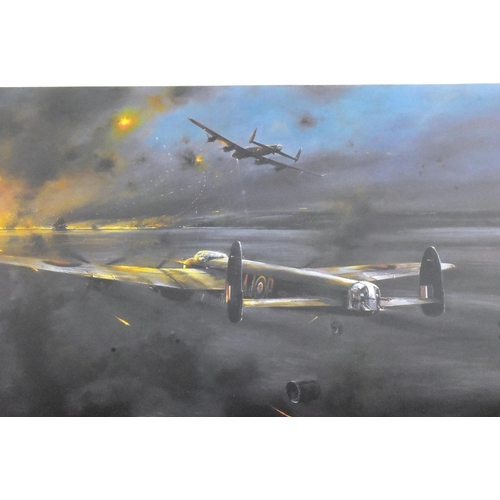 397 - Robert Taylor (b.1946) - a Robert Taylor colour print titled 'The Dambusters' depicting a war scene ... 