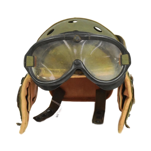 4 - A WWII Second World War US United States M1938 Rawlings made Tank crew helmet with Polaroid goggles ... 