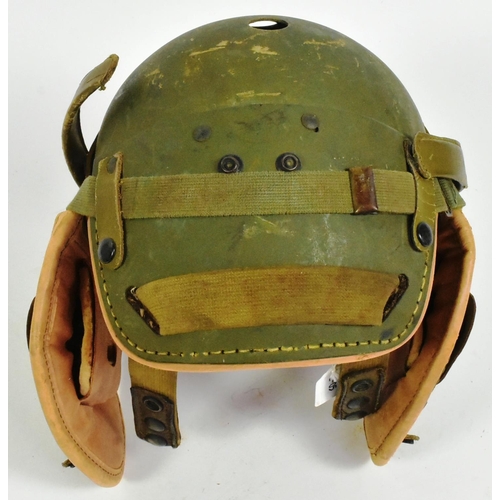 4 - A WWII Second World War US United States M1938 Rawlings made Tank crew helmet with Polaroid goggles ... 