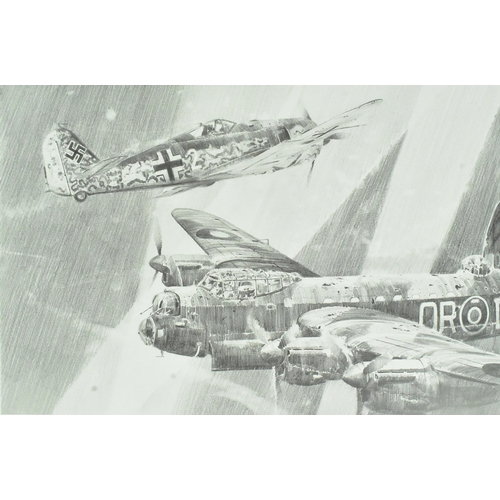 413 - Robert Taylor (b.1946) - a Robert Taylor print titled 'Night Attack' depicting a Lancaster QR-O bein... 