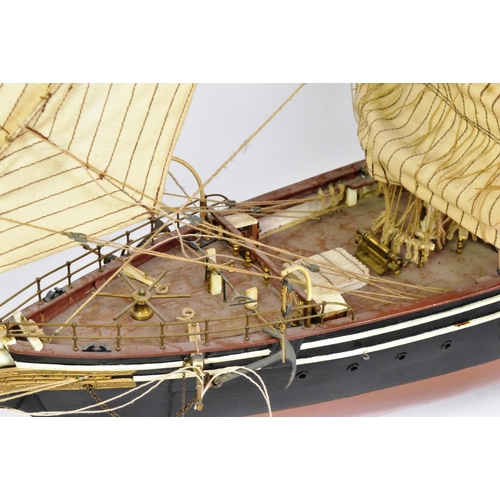 416 - A large hand made scratch built wooden model of the British clipper boat The Cutty Sark. Three masts... 