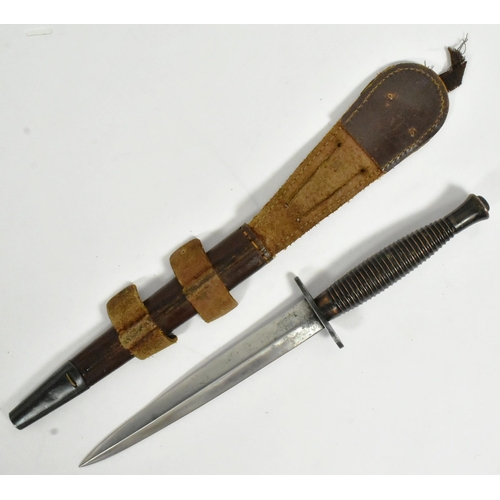 50 - A WWII Second World War 3rd Pattern British FS Fairbairn Sykes Commando fighting knife dagger. Ribbe... 