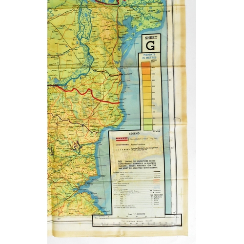 68 - A WWII Second World War British ' escape ' silk map of Eastern Europe & Greece sheets 43 H and G. Sc... 