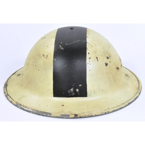 72 - A WWII Second World War British Home Front Air Raid Wardens brodie helmet with wooden gas rattle / c... 