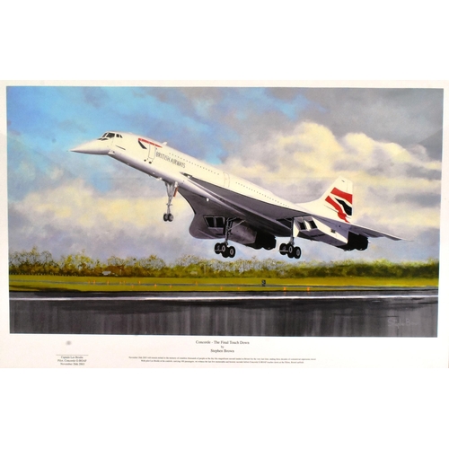 92 - Concorde / Aviation Interest - ' Concorde The Final Touchdown ' print by Steven Brown depicting Conc... 