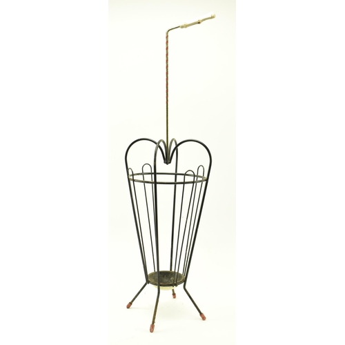 106 - A retro 20th century wire worked stick stand in the form of an umbrella. The stand having a small ba... 